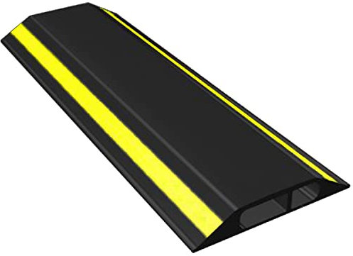 F6CP 1m Floor Cable Cover/Cable Protector with Two 13mm-tall Channels and Hi Vis yellow Stripes