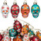 12 Stück Tag der Toten Glas hängende Ornamente – Durchmesser de Los Muertos Zuckerschädel Ornamente – Halloween Hängender Skelettkopf für Party Halloween Weihnachtsbaum Dekorationen (12 Stück Gläser