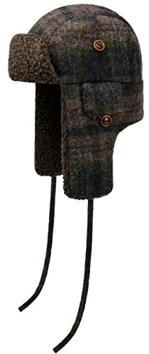 Stetson Beeswax Fliegermütze - Mehrfarbige Mütze - Klassische Pilotenmütze - Wintermütze mit Ohrenklappen - Herbst/Winter dunkelblau-braun XL (60-61 cm)