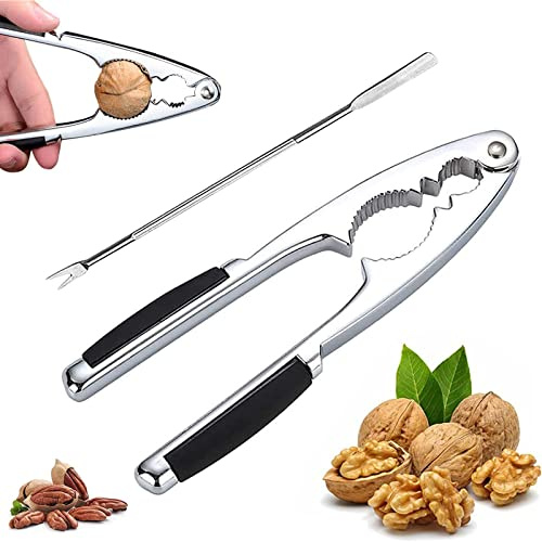 AOMAIGAD Schiaccianoci, Schiaccianoci in Metallo,Noce Cracker， Noce Pinze,con 1 Forchette in Acciaio Inox,per Noci, mandorle, nocciole, Frutti di Mare