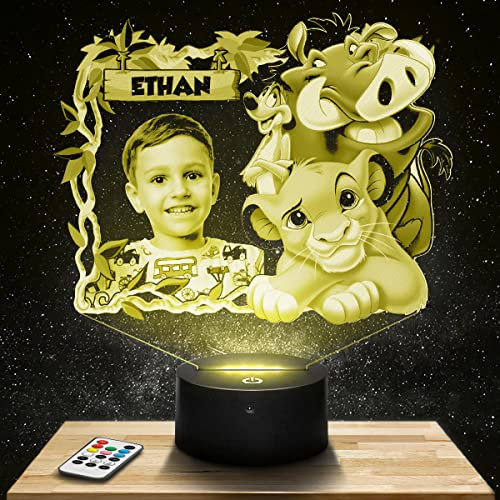 Lampephoto.fr Personalisierte Nachtlicht LED König der Löwen für kinder mit foto. Geschenk jungen Nachtlicht 7/16 farben touch dimmbar Kinderzimmer Deko Geschenke jungen nachtlampe