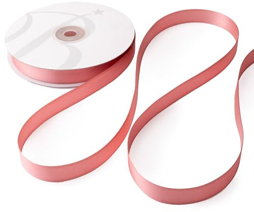 Nastro Doppio Raso 10mm X 50 Metri per Artigianato, Natale, Decorazioni, Adatto Per confezionare Regali, Feste di Compleanno, Matrimoni, Bomboniere (Rosa Antico)