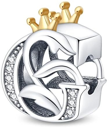 TINSLO Charm Anhänger Damen Buchstabe G für Armband 925 Sterling Silber Charms Beads passend für Pandora Armband und Halskette, Kompatibel mit Europäischen Armbänder für Frauen Mädchen