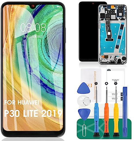 Para Huawei P30 Lite 2019 Pantalla de repuesto para Huawei Nova 4e Pantalla LCD para Huawei P30 Lite 2019 Touch Screen Digitizer AL00 Kits de reparación de montaje (con marco, negro)