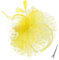 QDC Fascinators Hut für Frauen Mädchen Teeparty Stirnband Kentucky Derby Hüte Cocktail Blume Mesh Federn Kopfbedeckung Haarspange für Hochzeit, gelb, M-3XL