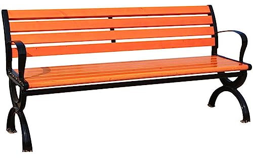 YSUEFIJO Gartenbank Metall Modern, Parkbank Gusseisen, Holzbank Outdoor, Sitzbank Garten, Terrassenbank mit Lehne Und Armlehnen, für Balkon, Garten, Veranda