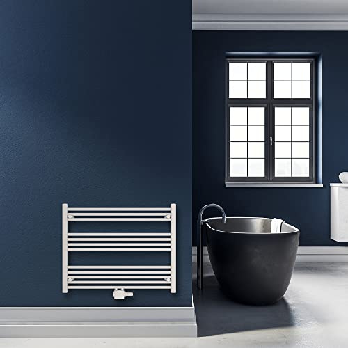 SHV Badheizkörper mit Mittelanschluss in weiß - 900 x 700 mm | Heizkörper für Badezimmer, Handtuchhalter für Wand im Bad, Handtuchheizkörper, Handtuchtrockner