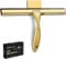 SolidStock Duschwischer Edelstahl - Luxus Abzieher Dusche - Aufhängungshaken Ohne Bohren - Duschabzieher Chrom (Gold)