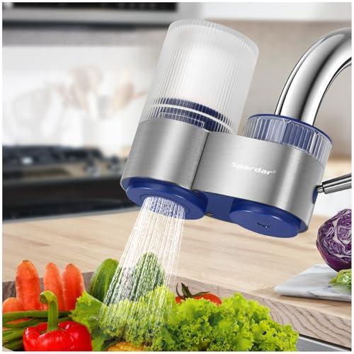 Spardar 2 Modus Wasserfilter für Wasserhähne, 7 Fach Präzises Filtersystem, Lebensmittelechter ABS Wasserfilter, Passend für Standard Wasserhähne, Enthält 1 Filter