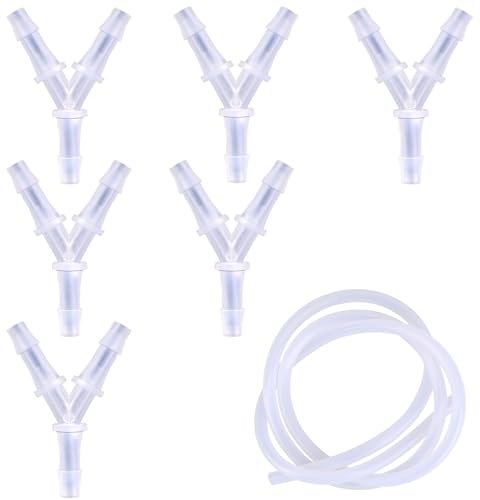 KALIONE 6 Pack Aquarium Air Valve, Y-Shaped Airline Tubing, Air Pump Accessories, Air Hose Splitter, 3 Way Oxygen Tubing Connectors