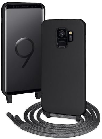 FERLAN Silikon Handykette für Samsung Galaxy S9 Hülle mit Band,Stylische Verstellbarer Halskette Handyhülle,Necklace (abnehmbar) Hülle mit Band,Handyhülle für zum Umhängen,Schwarz