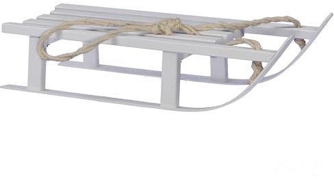 Deko-Schlitten aus Holz L 38 cm - Dekoschlitten - Holzschlitten zur Deko (L 38 cm x B 15 cm, weiß)