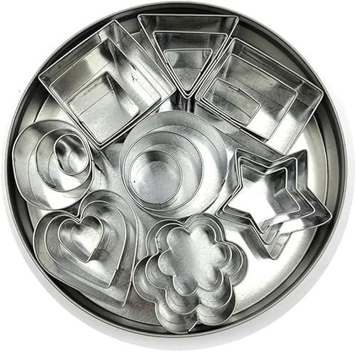 Keksausstecher für Weihnachten Geometrisch Geformtes Ausstecher-set Aus Edelstahl, Metall, 24 Quadratische Herz-dreieck-rund-ausstecher Ausstechformen