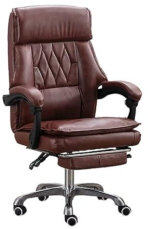 UsmAsk Chefbürostuhl mit Fußstütze und Lordosenstütze, verstellbare Rückenlehne, 360° drehbarer Gaming-Stuhl, ergonomischer Computer-Schreibtischstuhl mit Liegefunktion, braun (Bernstein)