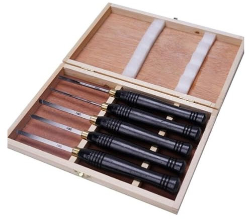 Wood Chisel Tool Set HSS Lathe Chisels Set,Mini Anti Rust Wood Turning Accessories Woodturning Tools,5 Pcs Wood Turning Chisel Set Premium