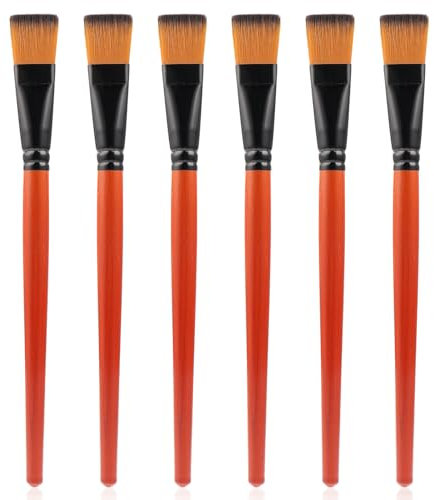 6 Pcs Craft Paint Brushes, Face Paint Brushes 1 Inch Flat Nylon Artist Brush for Oil, Watercolor, Face & Body Art