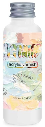 Matte Varnish for Acrylic Painting,100ml acrylic paint varnish,Clear Varnish Keeps Paintings From Yellowing, Cracking, and Dust,Maintains Permanent Color(Matte)