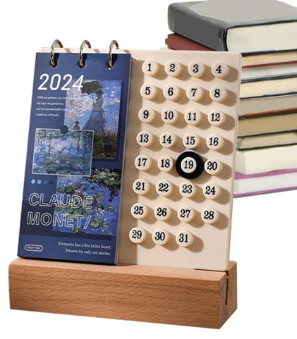 weiting Drehbarer Tischkalender, Radkalender,2024 -Rollkalender aus | Tischkalender, Tischdekoration, Anzeige von Monaten, Wochentagen, Wohnaccessoire für die Schule zu Hause