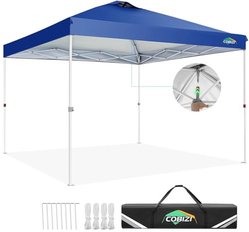 COBIZI Pavillon 3x3 Wasserdicht Stabil Faltpavillon Faltbar Partyzelt One Push Pop Up Gartenlauben mit Entlüftung UV Schutz 50+ Höhenverstellbar Gartenpavillon für Strand Hochzeit Camping, Navy blau