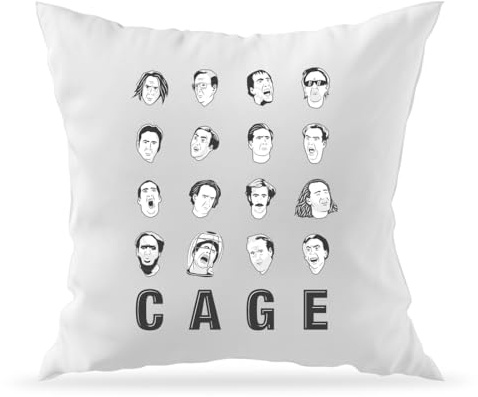 Moonai The Many Faces of Nicolas Cage Dekorativer Sofakissenbezug und Füllung 40x40
