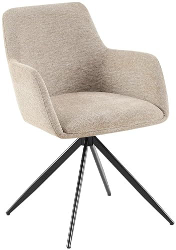 CLP Esszimmerstuhl Olema I Schwenkbarer Polsterstuhl mit Stoffbezug I Küchenstuhl, Farbe:Taupe