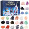 Adventskalender 2024 Kristalle, SOARFLY 24 Tage Weihnachtskalender Countdown Natürlicher Edelstein Gesteine und Mineralien, Adventskalender Kinder Weihnacht Geschenk für Geologie Enthusiasten, (A)