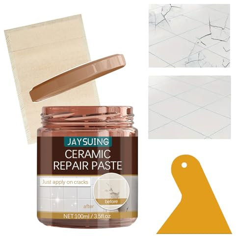 Pasta Ripara Graffi Ceramica,Pasta Ripara Piastrelle,100ml Ripara Crepe Nelle Piastrelle di Ceramica,Riparazione Di Piccoli Fori Ad Alta Resistenza,Ceramic Tile Repair Paste,con Raschietto