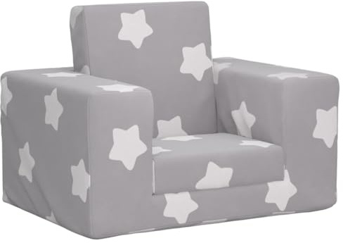 vidaXL Canapé-lit pour Enfants Gris Clair avec étoiles Peluche Douce