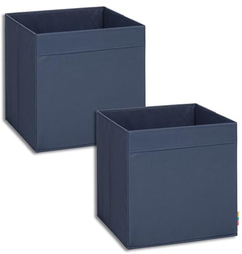 Storanda | 2er Set Aufbewahrungsbox Regal | Faltbare & Extra Stabile Kallax Boxen Aufbewahrung | Aufbewahrungskorb Regalbox Würfelregal | Ideal für Zuhause & Kinderzimmer | 33x33x33 cm | Dunkelblau