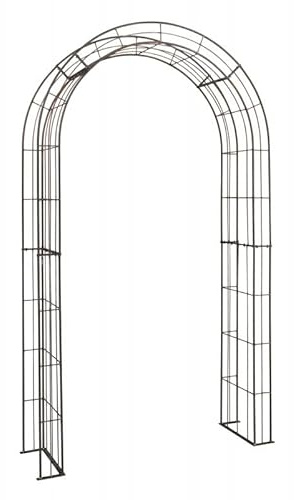 Hirsch Terracotta Rosenbogen Breite 160cm Rudi Rund aus Metall 12 mm Vollmaterial roh Höhe 235cm Tiefe 40cm, 5-teilig