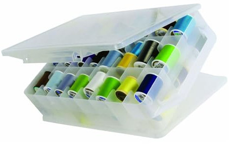 Himilucky Sewing Organiser Box, 46 Compartments Double Sided Portable Plastic Storage for Sewing Thread, Embroidery Thread, Craft Storage and Small Toys