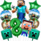 RNHDLY 11 Stück Geburtstagsdeko Spiel Jungen 8 Jahre, Geburtstagsdeko Jungen Miner Folienballon Wiederverwendung, Kindergeburtstag Deko Geschenk für Kindergeburtstage und Game Player Party