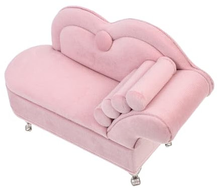 IMIKEYA Mini-Sofa Dekoration sammlerstücke schmuckschachtel Decoration dekoring Funky Miniatur-Couch Miniaturen Puppe Bausatz Möbel Mini-Basteldekore Miniatur-Sofa-Modell Flanell Rosa