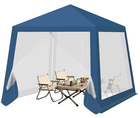 WOLTU Tonnelle de Jardin Extérieur, avec Moustiquaire, Pergola Jardin Extérieur, Tente de Réception, avec Parois Latérales en Maille, Barnum 3 x 3 m, Aspect Unique, Bleu