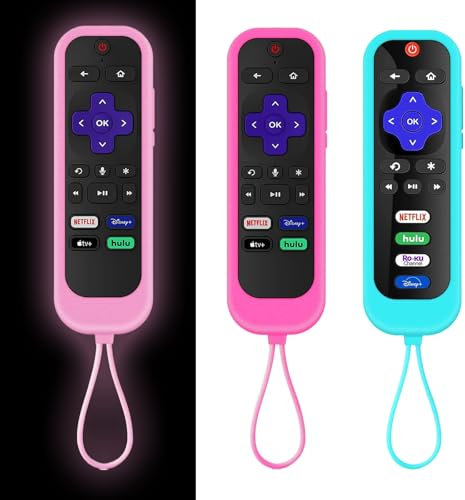 Taiyiluo Silikon-Schutzhülle für Onn Roku Fernbedienung, Roku Express 4K+, Hisense Roku TV, Roku Fernbedienung mit Tracker, passend für Sharp Roku TV, leuchtet im Dunkeln, 3 Stück
