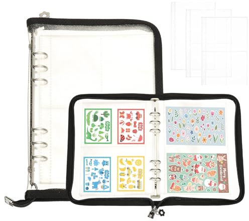 PATIKIL Sticker Organizer Binder, Reusable A5 Sticker Album Collecting Book Glitter Cover Zipper Binder with 180 Pocket, Black