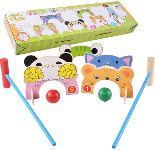 Ensembles de Croquet pour Enfants Dessin Animal de Dessin animé de Croquet avec maillets guichets balles Lisses Mignonnes Jeux interactifs