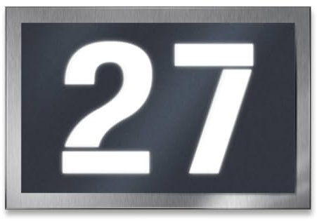 Metzler LED-Hausnummernschild 3-stellig | Edelstahl mit Acrylglas in Anthrazit RAL 7016 matt | Beleuchtetes Design-Schild 31x20 cm | witterungsbeständig, flach & modern