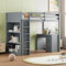 ComfortXL Hochbett 90 x 200 cm mit Stauraum und Computertisch, Hochbett, multifunktionales Hochbett für Kinder aus Holz, grau