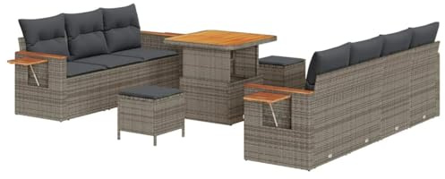 vidaXL Gartensofa-Set 10 STK. 9-Sitzanzahl Grau