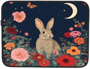 Coniglio in colorato floreale notte custodia per computer portatile notebook borsa per tablet borsa da trasporto per lavoro 10 pollici
