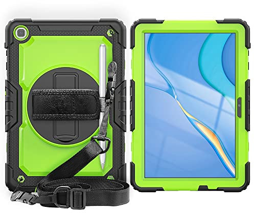 Viaggio con tablet Compatibile con Huawei Matepad T10 9.7inch/T10s 10.1inch 2021 Custodia in TPU antiurto Compatible with impieghi gravosi, cover protettiva W proteggi schermo 360 cavalletto girevole