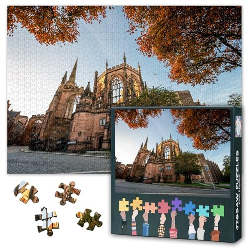 Puzzles for Adults 1000 Pieces, Coventry Cathedral Jigsaw Puzzles, Adult Puzzle for Adults, Educational Fun Games or Toys for Elders Friends 20X27 INCH