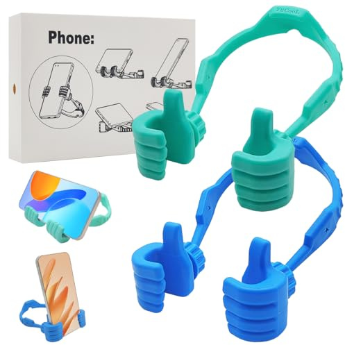 YuCool Supporto per telefono cellulare per adolescenti, ragazzi, ragazze, adulti, confezione da 2 pezzi, nero pollice in su, supporto per telefono cellulare per iPhone, per scrivania, regalo
