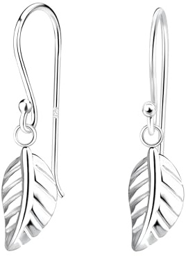 925 Sterling Silver Leaf Drop Earrings – Dainty 13mm Leaf Design Earrings for Women & Girls – Hypoallergenic Silver Dangling Earrings - With Gift Box