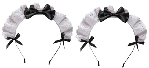 IWOWHERO 2 Stück Haarschmuck Haarrreifen mit Schleifen Design aus Stoff für Mädchen und Frauen Leicht und Bequem für Weihnachten und Neujahr Party