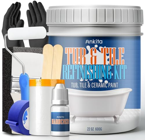 Specialty Tub and Tile Paint, Water-based Tub and Tile Refinishing Kit with Tools, Quick-Dry Tub Paint for Bathtub, No Odor Shower Paint, Bathroom Tile Paint, User-friendly on Tubs, Tile, Shower, Sink (Pure White)