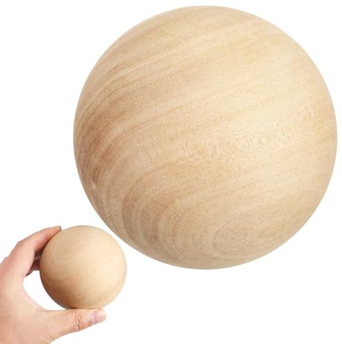 Mikikit Palline in Legno Rotonde Non Finite, Sfera Artigianale Beige Superficie Liscia e Bordi Levigati per DIY Pittura e Decorazioni