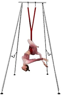Soporte de columpio yoga aéreo 551 lbs Marco acero portátil con cojinete carga tejido tretch for interiores y exteriores,Alta Estabilidad