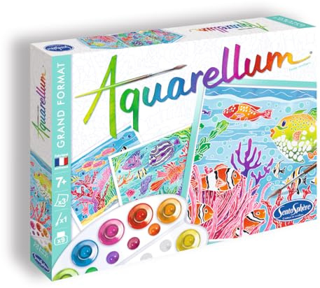 Sentosphere Aquarellum Malset für Kinder, Motiv Korallenriff, große Malvorlagen, Bastelset, Kreativ-Set, DIY
